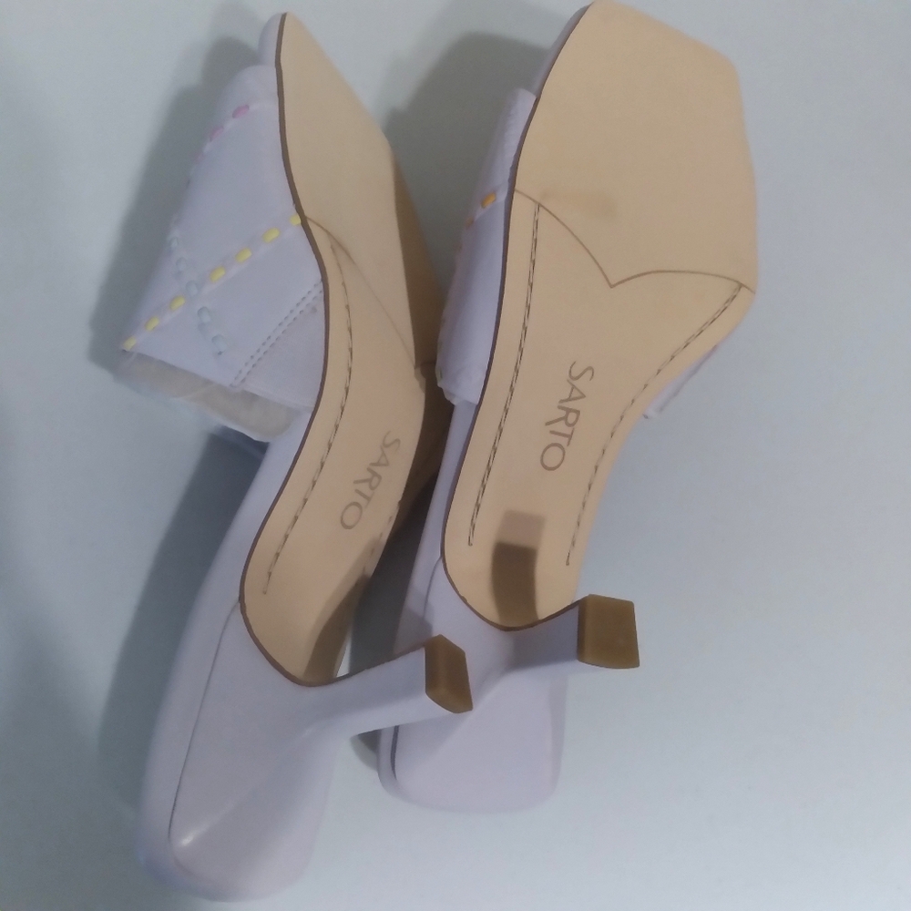 Franco Sarto Leather Kitten Heel Sandal‎ Purple Lavender Size 11 - Picture 6 of 10